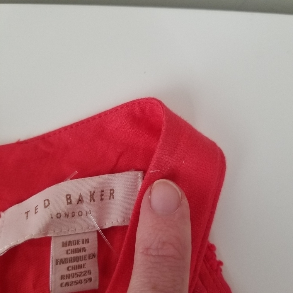 Ted Baker Lorene Halter Neck Fit & Flare Dress Red Size 3 Embroidered - Picture 13 of 16